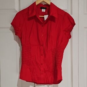✨ Sam & Max Red Button-Up Blouse | NWT | Structured Stretch Top ✨